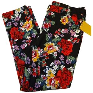 Jules & Leopold Red and Green Floral Pants SZ SP
